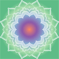 Mandala patterns on green background