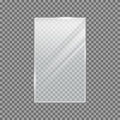Transparent vector glass shape.  Light effect for a picture or a mirror. Rectangle. Glass plate