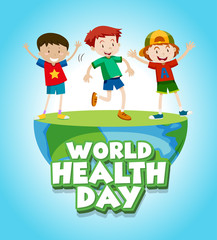 Poster design for world health day with happy kids in background