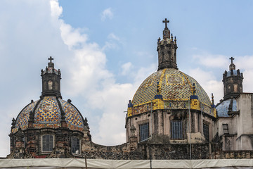 Fototapeta na wymiar Architectural fragments of El Carmen complex (1615). El Carmen - former convent in San Angel, a southern suburb of Mexico City. Mexico City.