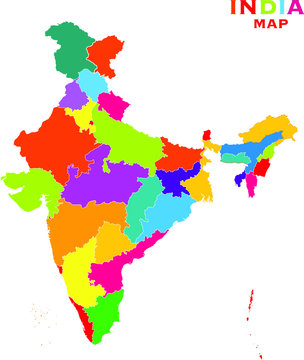 Colorful India Map Of 2020 Colour India Map 