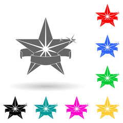 Obraz premium star with ribbon multi color style icon. Simple glyph, flat vector of star icons for ui and ux, website or mobile application