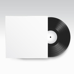 Realistic Vinyl Record with Cover Mockup. Front view