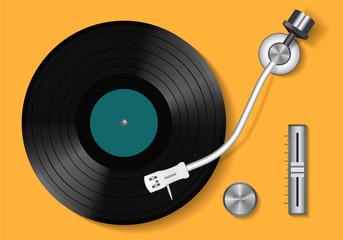 Vinyl record. Vintage record player and retro vinyl disc. Realistic
