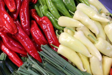 Group of various vegetables and as background