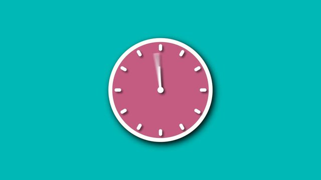 Blue background clock counting video footage,Clock animation footage,blue wall clock