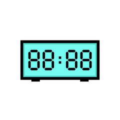 Digital alarm clock displaying 88:88. Clipart image isolated on white background