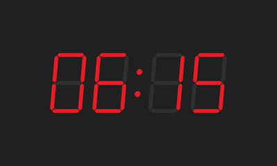 Digital closeup clock displaying 6:15