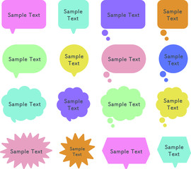 シンプルで使いやすいカラフルな吹き出し、かわいい、カラフル、POP、ポップ
