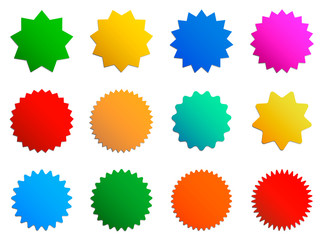 Sunburst badges set.  Vector starburst stickers.