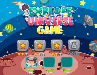 Screen template for explore the universe game