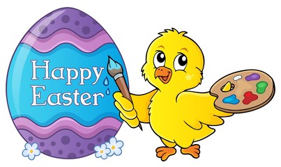 Easter egg with chicken painter theme 1