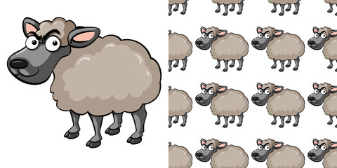 Seamless background design with mad sheep
