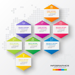 Vector illustration with 8 options,Template for graphs and diagrams,Hexagon infographic.