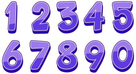 Font design for numbers one to zero on white background