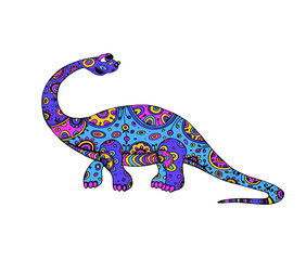 bright funny dinosaur on a white background. Vector