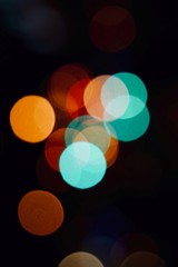 colorful lights at night in Bilbao city Spain