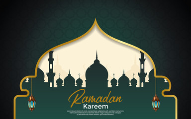 Ramadan kareem season background with hanging lamps