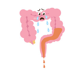 Intestines on a white background. Diarrhea. Vector illustration.