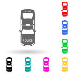 police car multi color style icon. Simple glyph, flat vector of transport view from above icons for ui and ux, website or mobile application