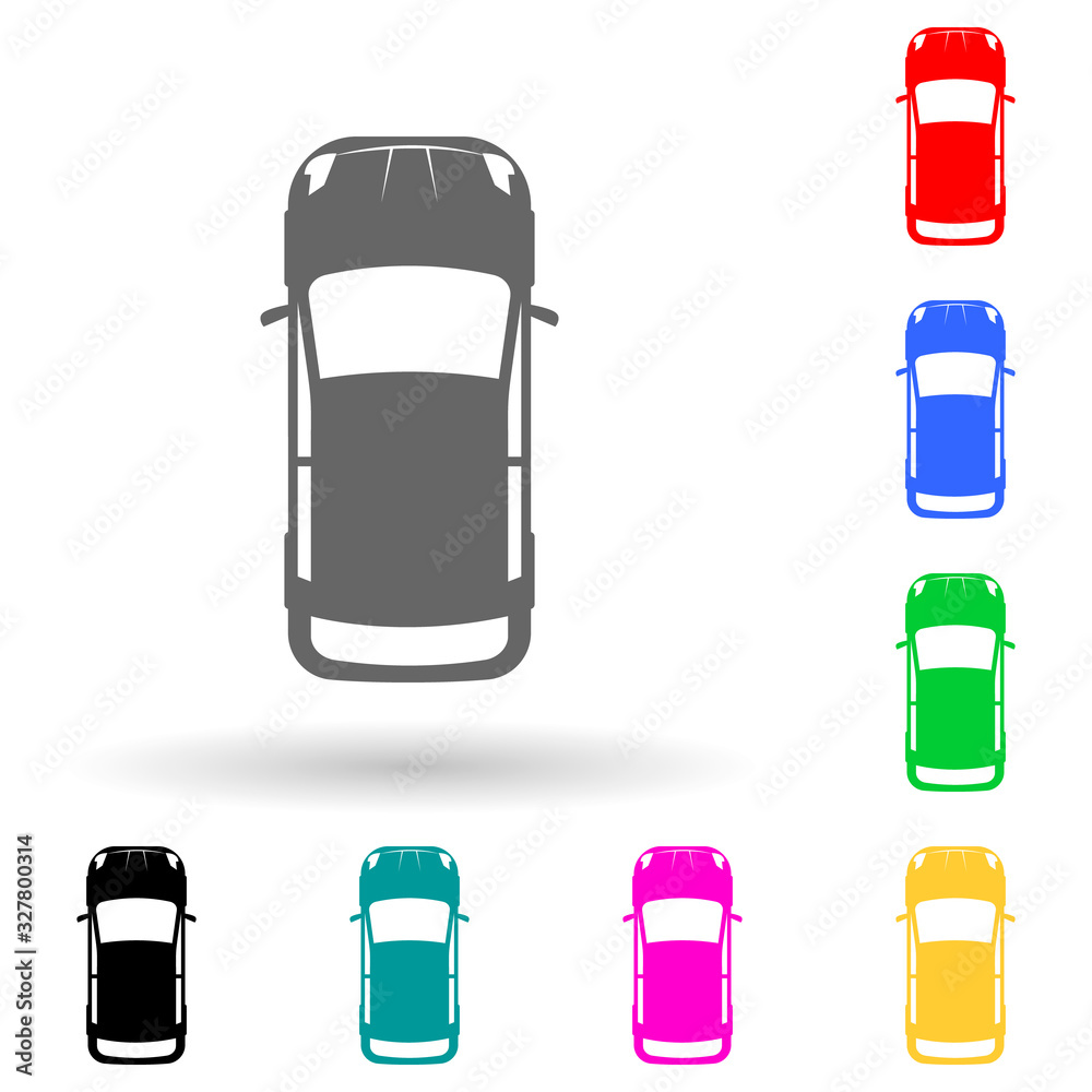 Poster car multi color style icon. simple glyph, flat vector of transport view from above icons for ui and 
