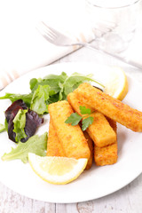 breaded fish stick and lemon