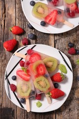 homemade ice cream popsicles with fruits
