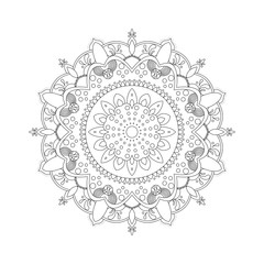 Mandala. Coloring book antistress. Template for mehendi. Oriental drawing. Islam, Arabic, Indian, Moroccan, Spanish, Turkish, Pakistani, Chinese. Vector illustration. Isolated on a white background.