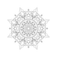 Mandala. Coloring book antistress. Template for mehendi. Oriental drawing. Islam, Arabic, Indian, Moroccan, Spanish, Turkish, Pakistani, Chinese. Vector illustration. Isolated on a white background.