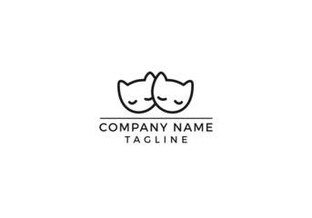 Cat face logo abstract pet icon graphic design in vector editable file.