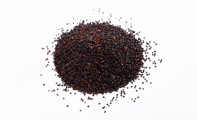 Alternative meat. Black quinoa on white background