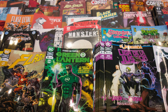 BARCELONA, SPAIN. May 12-2019: Street flea market of comics.