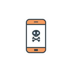 danger on screen smartphone icon in flat design on white background