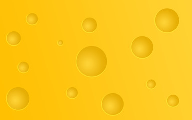 Illustration of cheese with large holes, 3d textured yellow background. Dairy product pattern.
