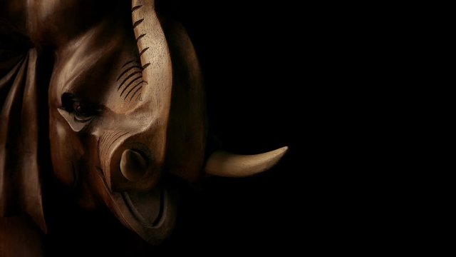Charging Elephant Wood Sculpture