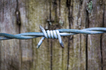 barbed wire on blue background