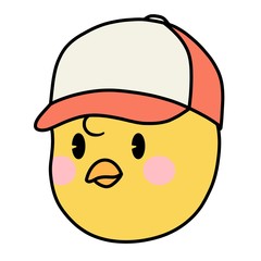 Cartoon chick with a baseball cap