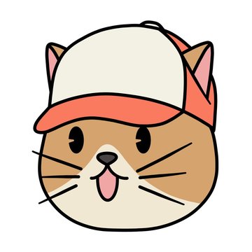 Cartoon cat with a baseball cap