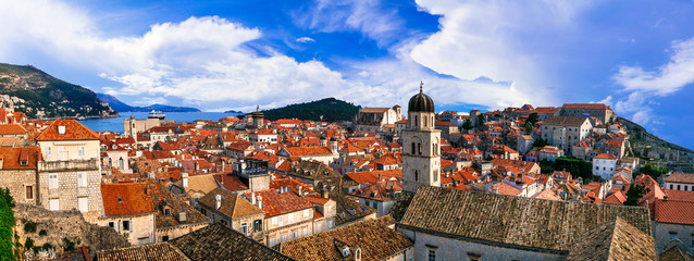 Naklejka na ściany i meble Landmarks of Croatia - beautiful Dubrovnik town, popular tourist and cruise destination in Europe