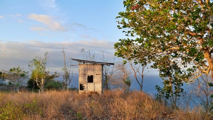 abandoned bamboo hut on a mountain on Apo Island, Visayas, Philippines