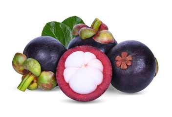 Fresh mangosteen fruit isolated on a white background