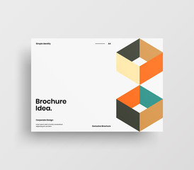 Creative business presentation vector A4 horizontal orientation front page mock up. Modern corporate report cover abstract geometric illustration design layout. Company identity brochure template.