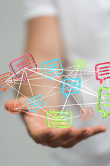 speech bubbles. People Chatting. 3d illustration of a communication concept, relating to feedback 3d