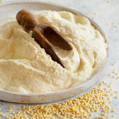 Hulled millet flour and grain