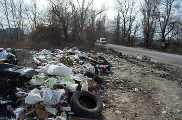 Spring landscape.Ecology of Ukraine. Nature near Ukrainian capital. Environmental contamination....