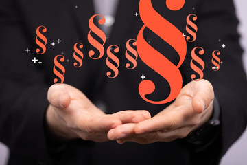 paragraph law sign digital in hand 3D