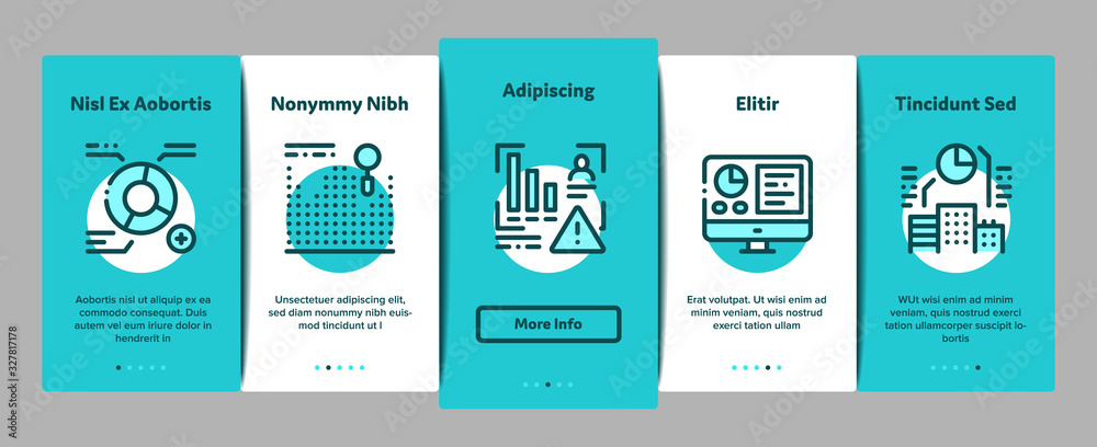 Poster statistician assistant onboarding mobile app page screen vector. statistician research and document 