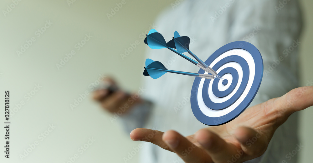 Poster dart target arrow hitting on bullseye which is the ultimate goal that everyone wants.
