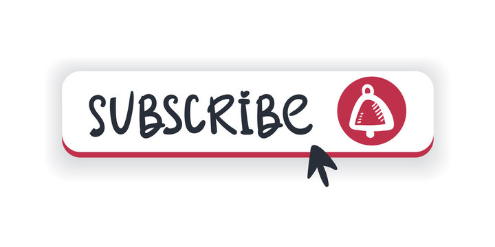 subscribe button with cursor,cool doodle vector illustration