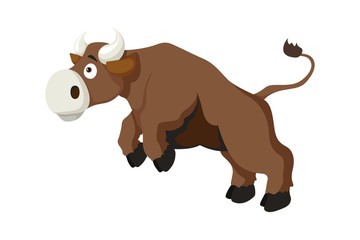 Vector cartoon style illustration of bull farm animal isolated on white